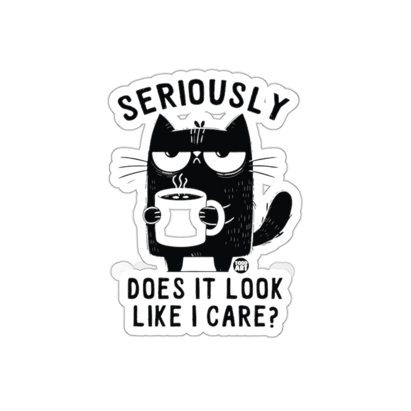 Load image into Gallery viewer, Seriously Does It Look Like I Care Funny Cat Sticker
