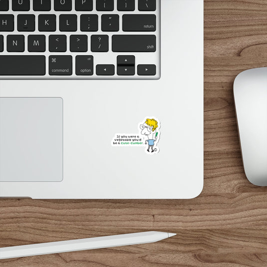 Cute-cumber Vegetable Joke Laptop Sticker Funny Accessory