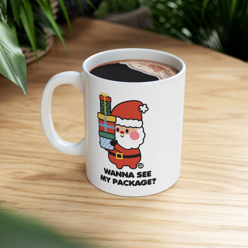 Load image into Gallery viewer, Funny Santa Mug Wanna See My Package Design
