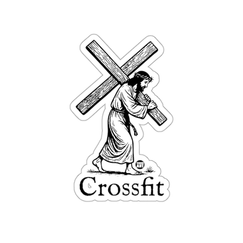 Load image into Gallery viewer, Crossfit Parody Design with Jesus Carrying Cross Sticker

