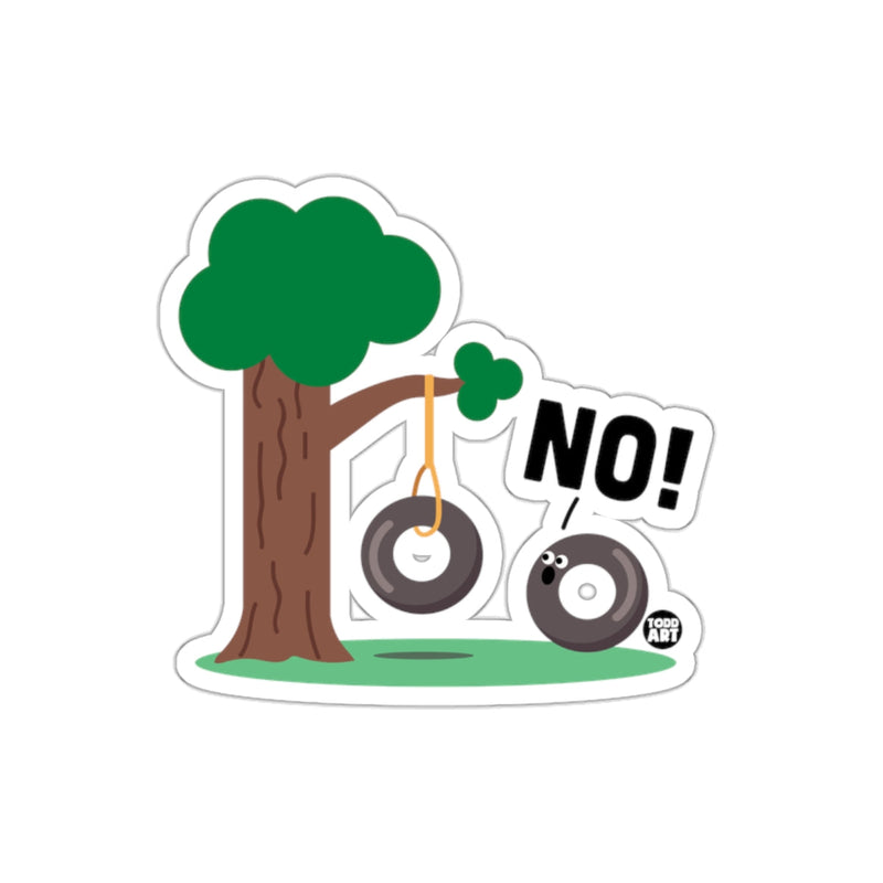 Load image into Gallery viewer, No Tire Swing With Animated Tire Cartoon Scene sticker
