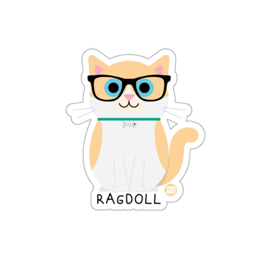 Cute Ragdoll Cat Wearing Glasses Sticker Accessory