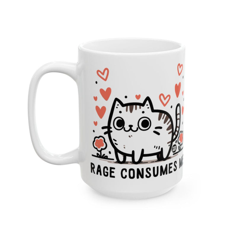 Load image into Gallery viewer, Cute Cat Rage Consumes Me Heart Design Mug
