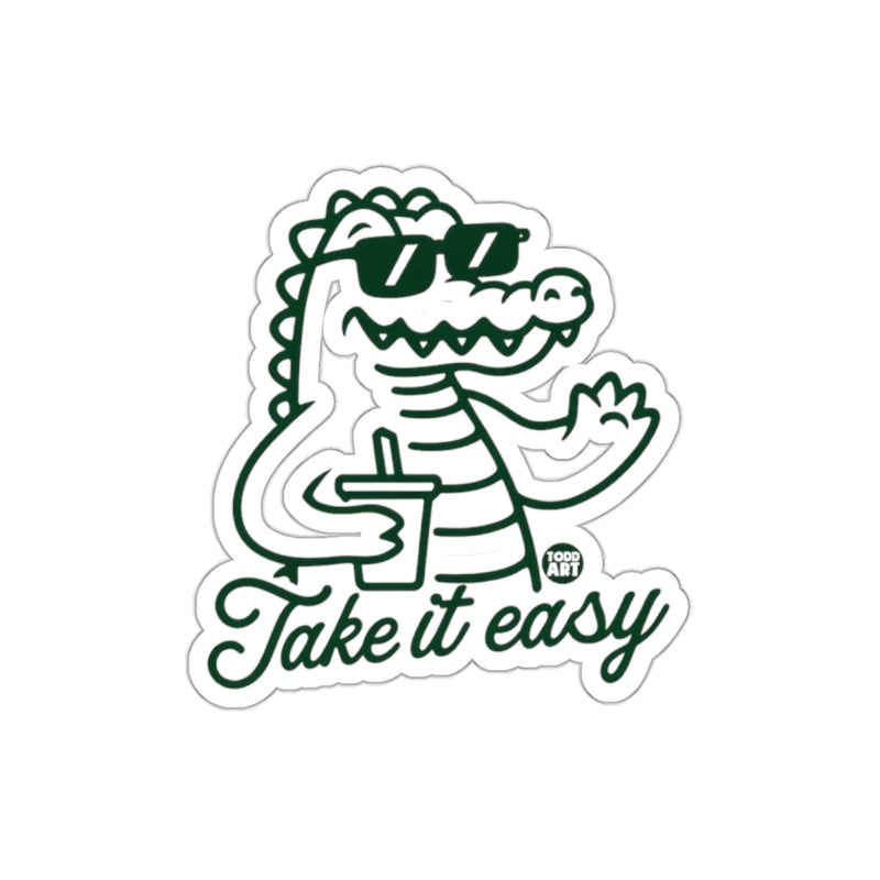 Load image into Gallery viewer, Cool Alligator With Sunglasses and Drink Take it Easy sticker
