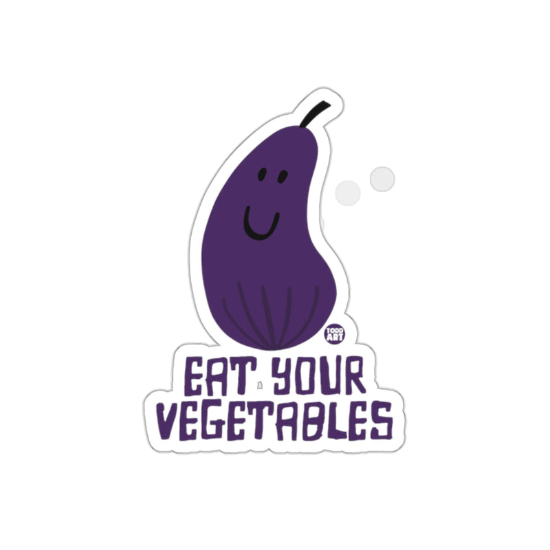 Load image into Gallery viewer, Eat Your Vegetables Funny Eggplant Sticker
