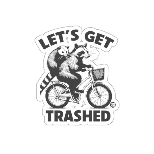 Lets Get Trashed Raccoon And Possum On Bike Art sticker