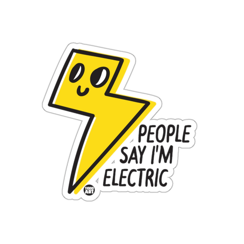 Load image into Gallery viewer, Cute Yellow Lightning Bolt People Say I'm Electric Sticker

