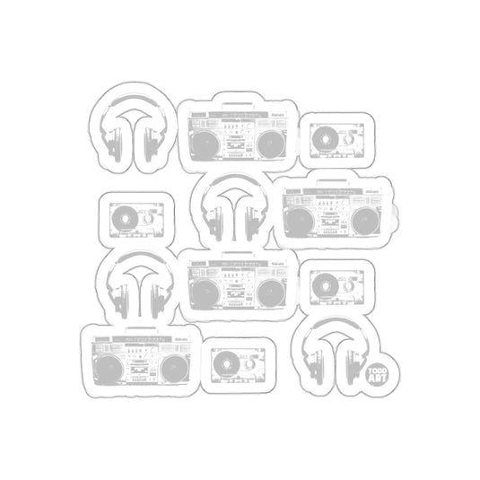 Headphones Boomboxes Tapes Retro Cool Audio Design sticker