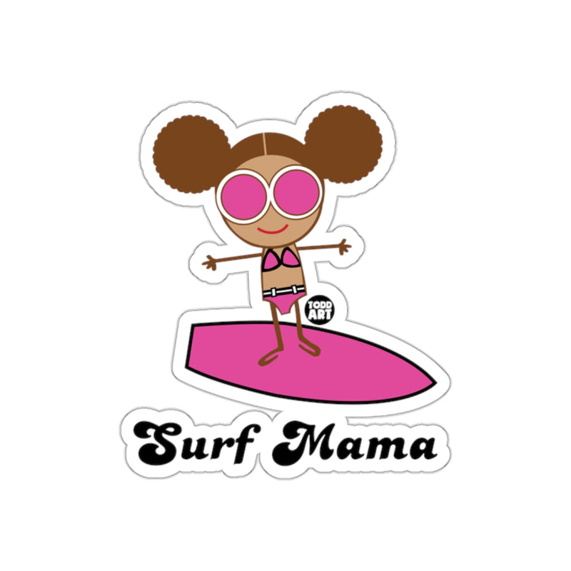 Load image into Gallery viewer, Surf Mama Sticker with Cartoon Character Illustration

