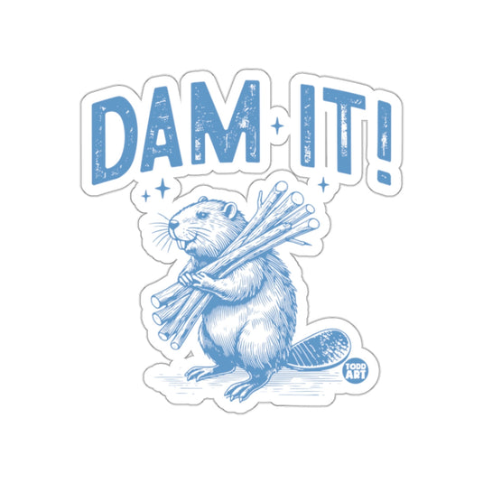 Dam It Beaver Design Funny Cartoon Sticker