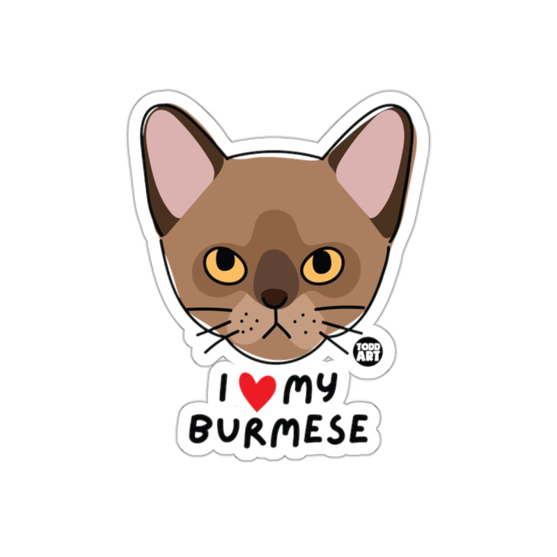 Load image into Gallery viewer, I Love My Burmese Cat Sticker for Cat Lovers
