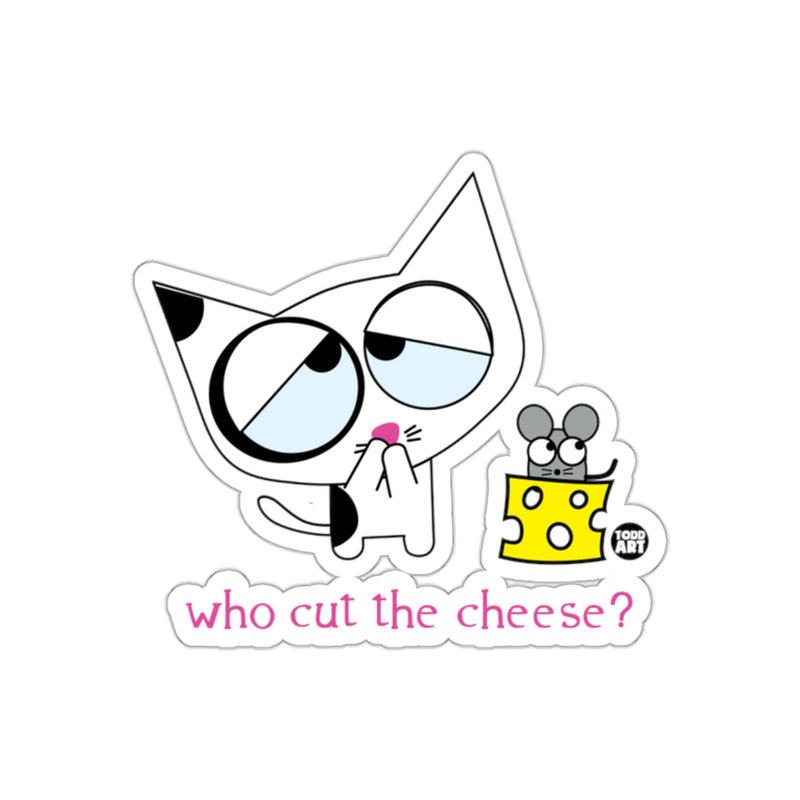 Load image into Gallery viewer, Who Cut The Cheese Cute Cat and Mouse Sticker
