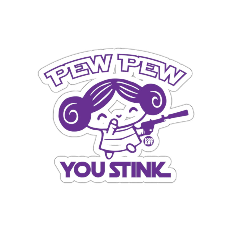 Load image into Gallery viewer, Pew Pew Princess Leia You Stink Design Art sticker
