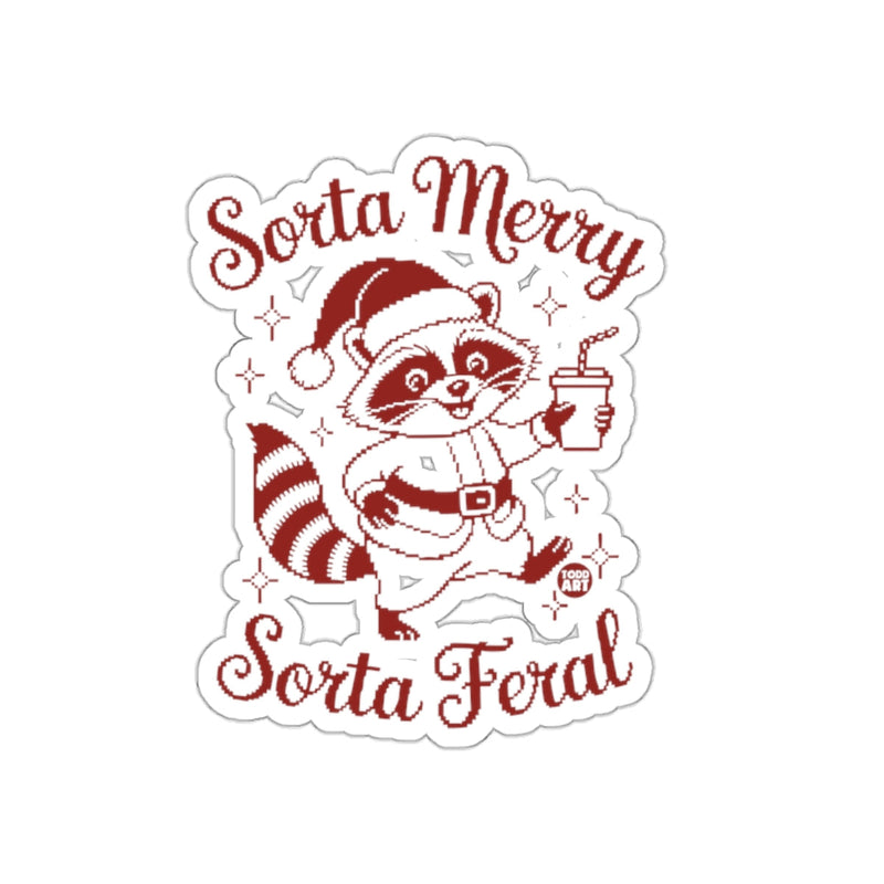 Load image into Gallery viewer, Sorta Merry Sorta Feral Raccoon Sticker
