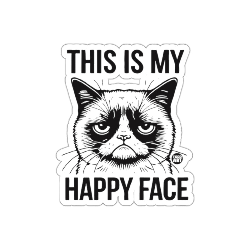 Load image into Gallery viewer, This Is My Happy Face Grumpy Cat Sticker
