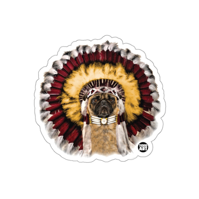 Load image into Gallery viewer, Pug in Ornate Feather Headdress Sticker
