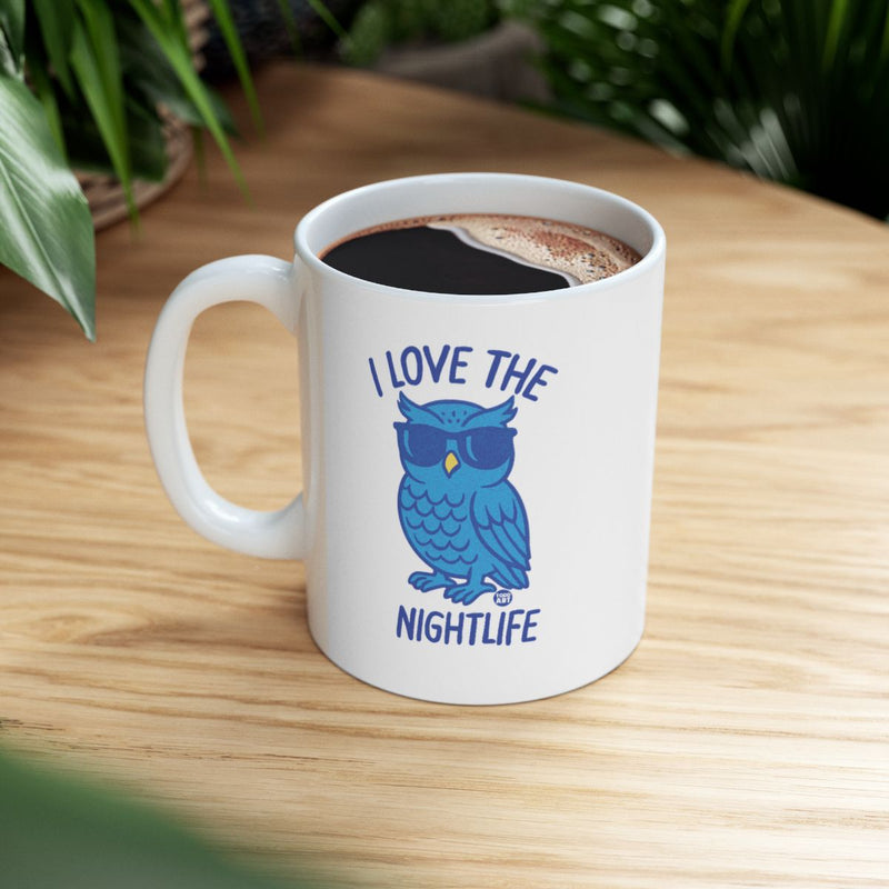 Load image into Gallery viewer, I Love The Nightlife Blue Owl Design Coffee Mug
