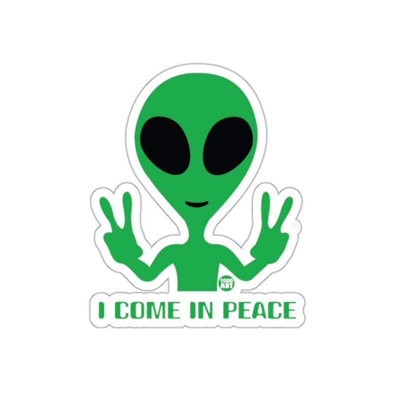 Load image into Gallery viewer, I Come in Peace Alien with Peace Sign Sticker
