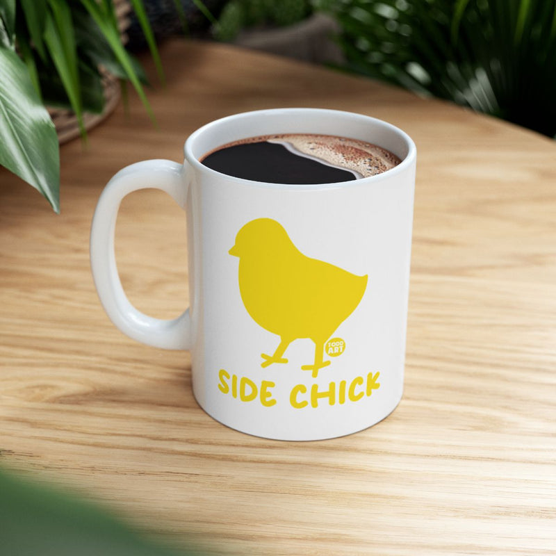 Load image into Gallery viewer, Side Chick White Mug with Cute Yellow Chick Design
