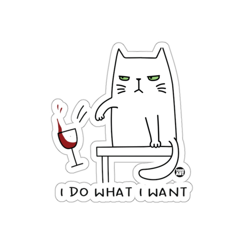 Load image into Gallery viewer, I Do What I Want Cat with Wine Stickeraccessories
