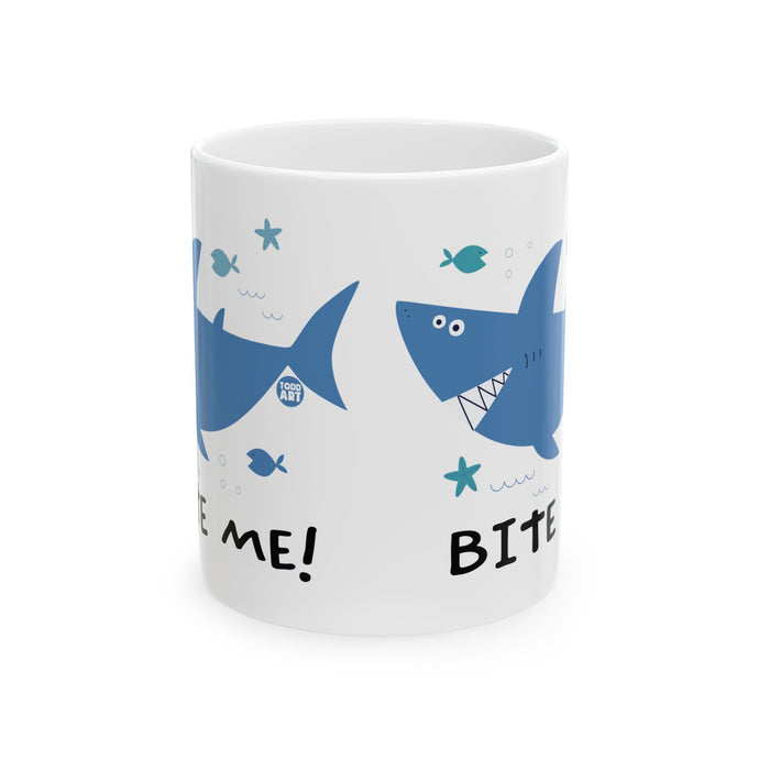 Bite Me Shark Coffee Mug, Funny Shark Coffee Mug, Sarcastic Shark Mug