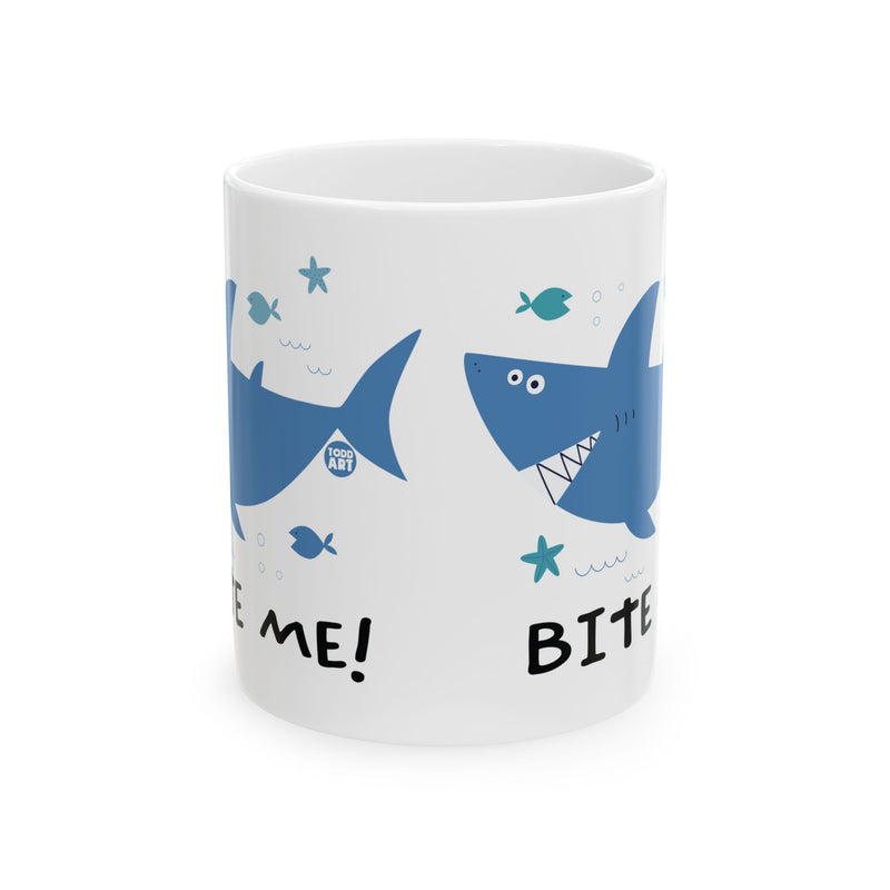 Load image into Gallery viewer, Bite Me Shark Coffee Mug, Funny Shark Coffee Mug, Sarcastic Shark Mug
