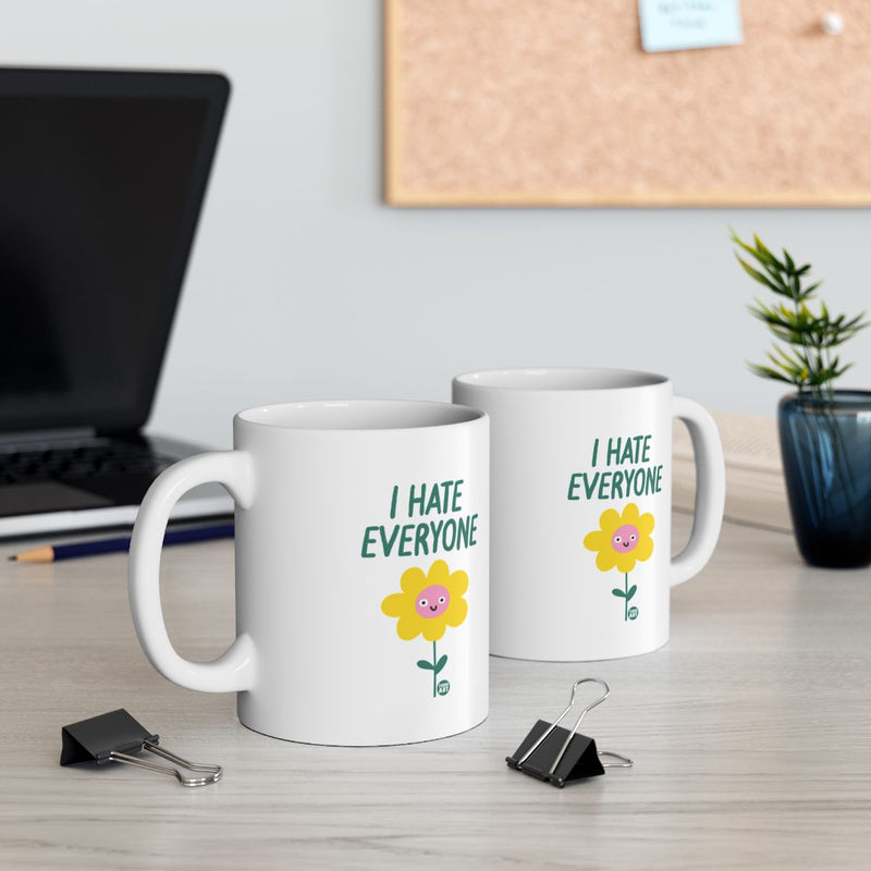 Load image into Gallery viewer, Funny Yellow Flower I Hate Everyone Office Mug
