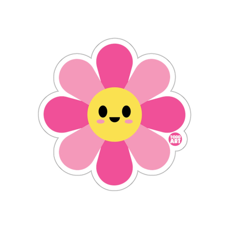 Load image into Gallery viewer, Cute Pink Flower with Smile Art Todd Art Sticker
