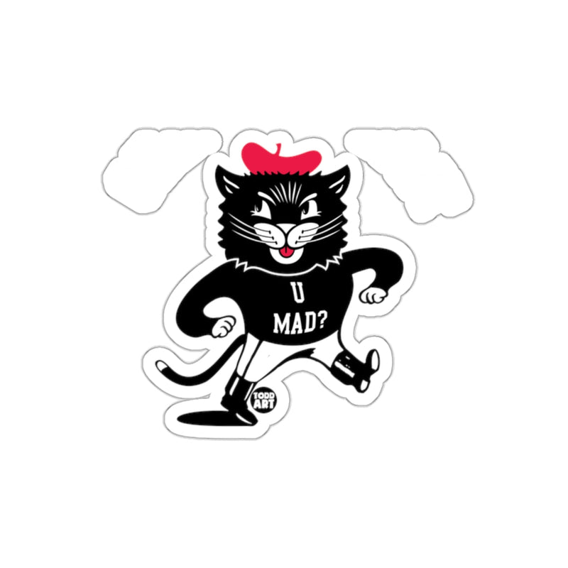 Load image into Gallery viewer, U Mad Black Cat With Red Beret Todd Art Style sticker
