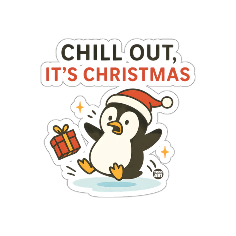 Load image into Gallery viewer, Chill Out It's Christmas Penguin Illustration Sticker
