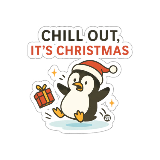 Chill Out It's Christmas Penguin Illustration Sticker