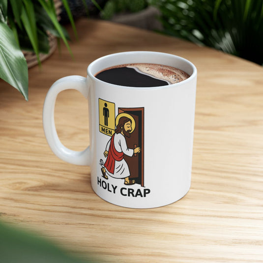 Funny Holy Crap Jesus Men's Bathroom Coffee Mug