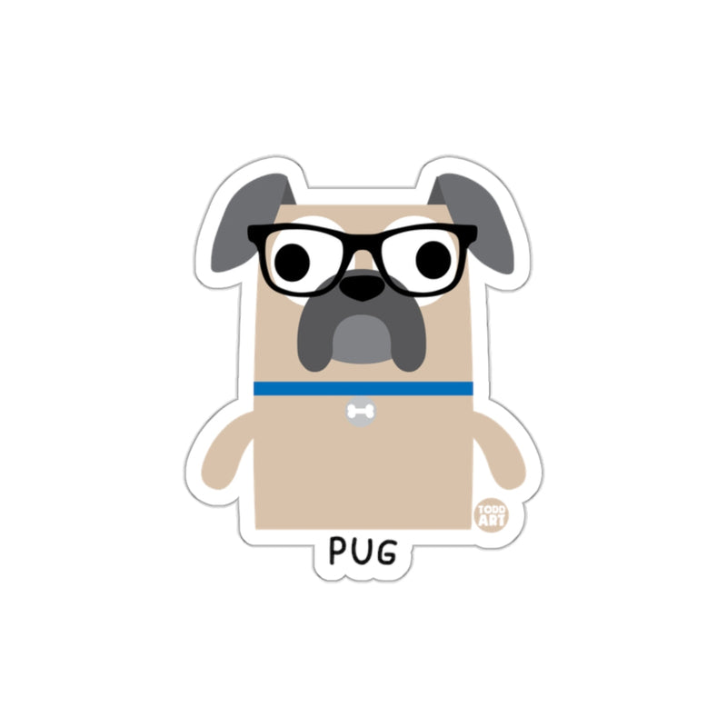 Load image into Gallery viewer, Cute Cartoon Pug with Glasses Graphic Sticker Design
