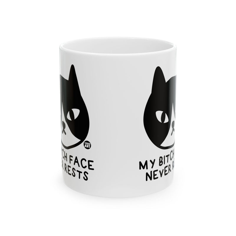 Load image into Gallery viewer, My Bitch Face Never Rests Mug, Funny Bitch Face Mug, Bitchy Cat Coffee Mug
