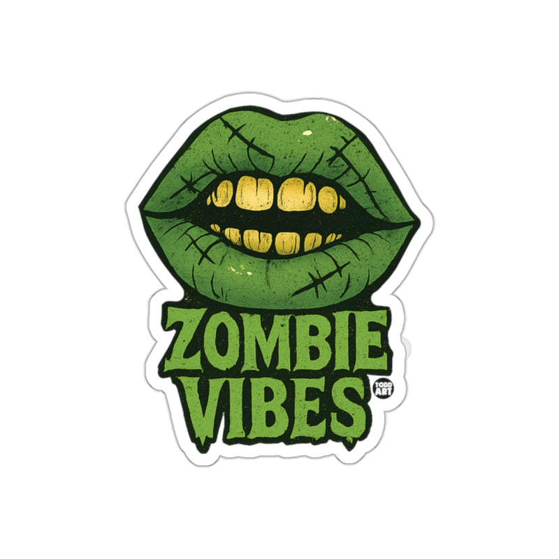 Load image into Gallery viewer, Zombie Vibes Green Lips Sticker Design
