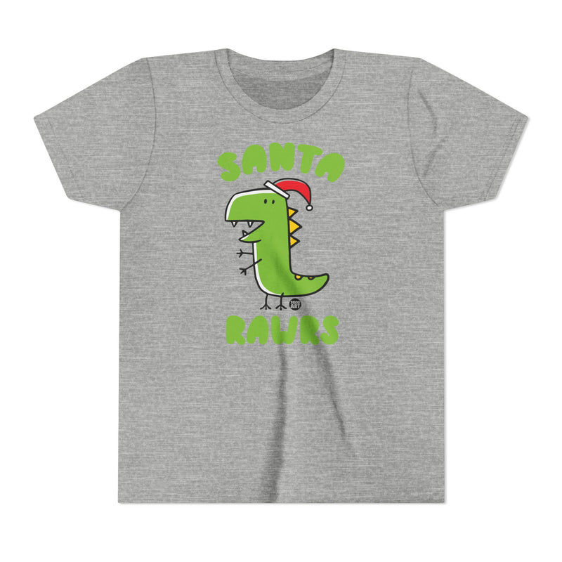 Load image into Gallery viewer, Dinosaur Santa Kids Christmas Tee, Cute Dinosaur Holiday Children&#39;s Shirt, Santa Rawrs Xmas Tee Kids
