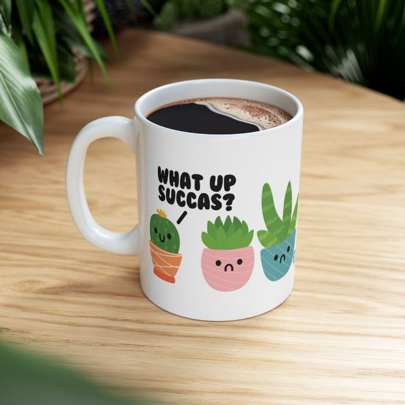 Load image into Gallery viewer, Funny Succulent Design What Up Succas Coffee Mug
