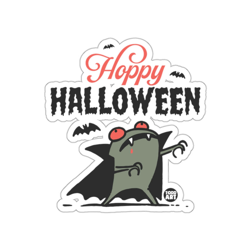 Load image into Gallery viewer, Hoppy Halloween Sticker with Vampire Frog Design
