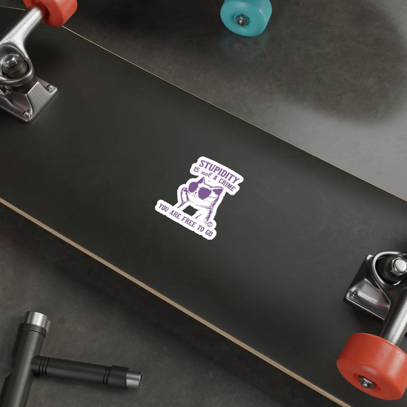 Load image into Gallery viewer, Stupidity Is Not A Crime Cat Sticker for Skateboard
