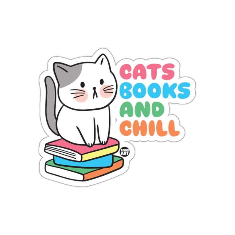 Load image into Gallery viewer, Cats Books and Chill On Books Stack Adorable sticker
