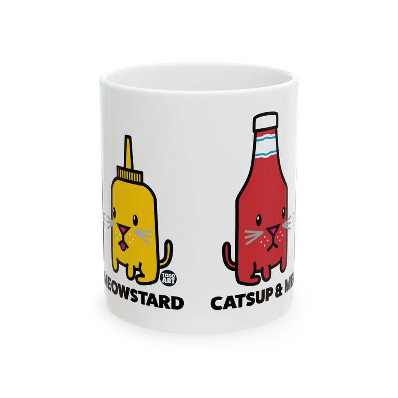 Load image into Gallery viewer, Catsup and Meowstard Coffee Mug, Funny Cat Ketchup and Mustard Pun Mug, Cat Lover Coffee Mug Gift
