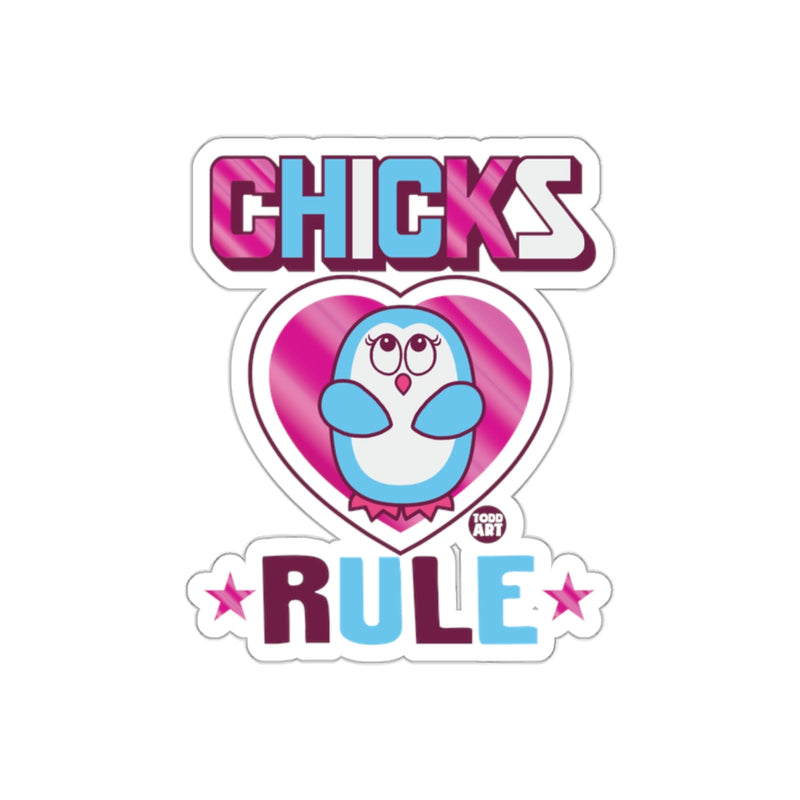 Load image into Gallery viewer, Chicks Rule with Cute Penguin Heart Graphic sticker
