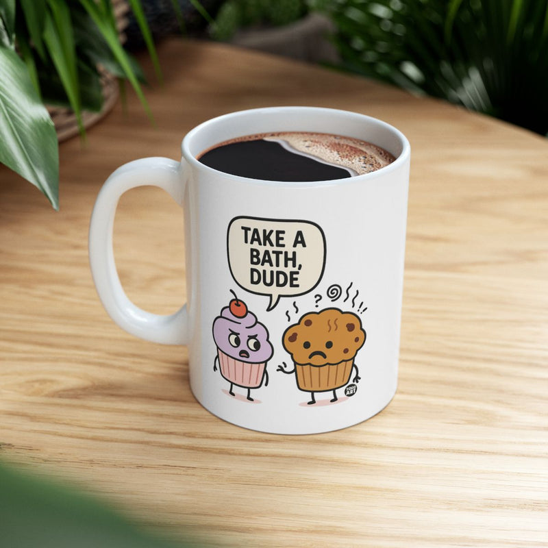 Load image into Gallery viewer, Funny Take a Bath Dude Mug With Cupcake Design
