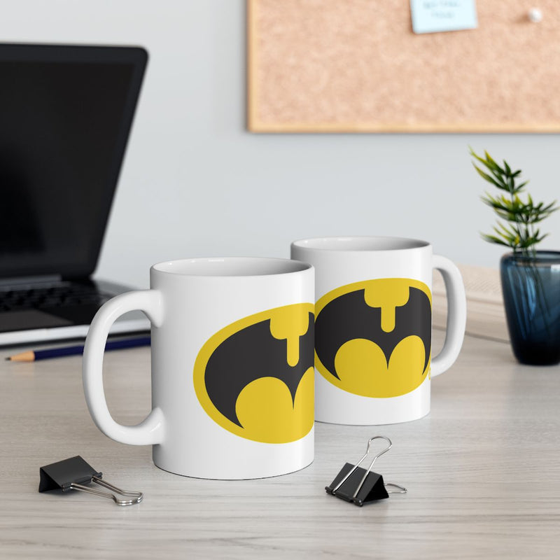 Load image into Gallery viewer, Bat Emblem Design Coffee Mug Set for Superhero Fans
