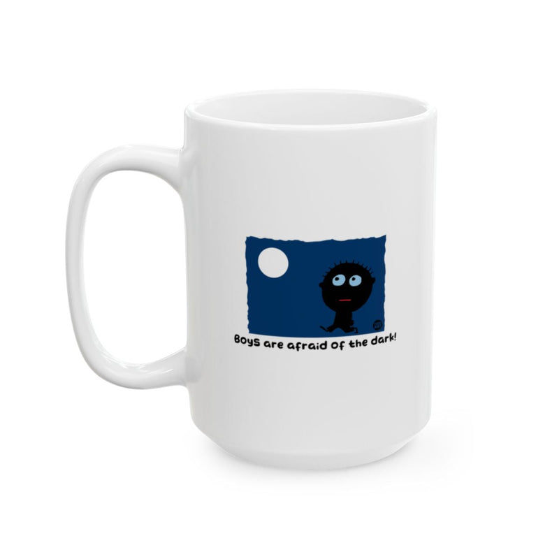 Load image into Gallery viewer, Boys Are Afraid of the Dark Mug with Cute Cartoon Design
