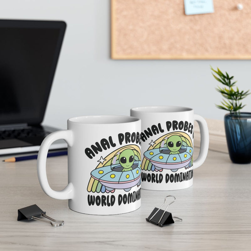 Load image into Gallery viewer, Alien Spaceship Anal Probes World Domination Mug
