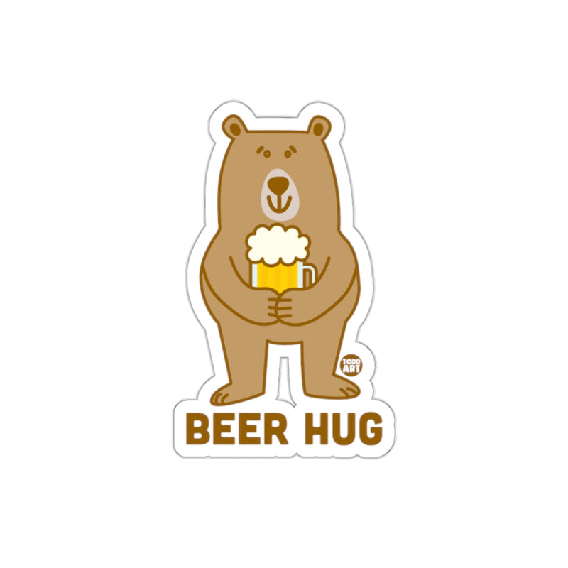 Load image into Gallery viewer, Bear Holding a Beer Hug Sticker Cute Bear with Beer Hug
