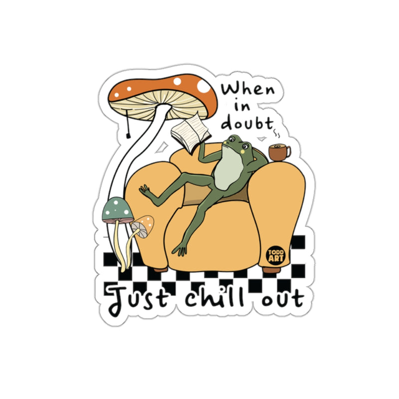 Load image into Gallery viewer, Just Chill Out Frog Reading on Couch Sticker
