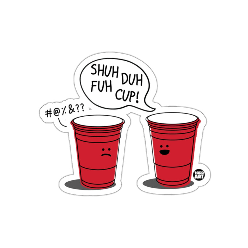 Load image into Gallery viewer, Funny Red Cups with Speech Bubbles Sticker Design
