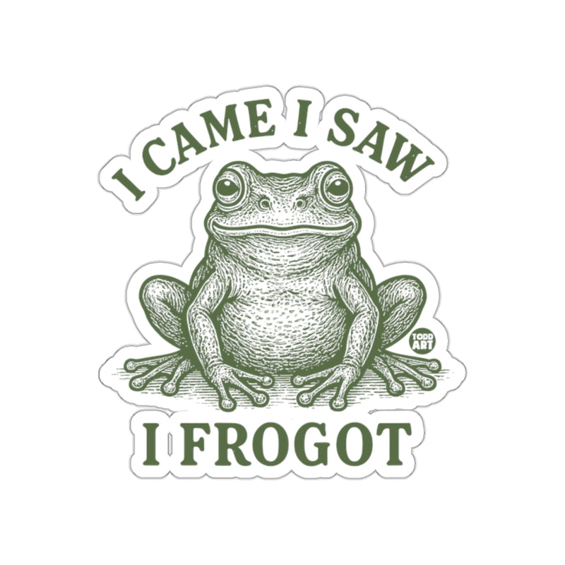 Load image into Gallery viewer, I Came I Saw I Frogot Funny Frog Illustration Sticker
